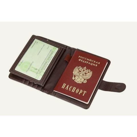 обложка для паспорта Полет коричневый пвх оп-9623