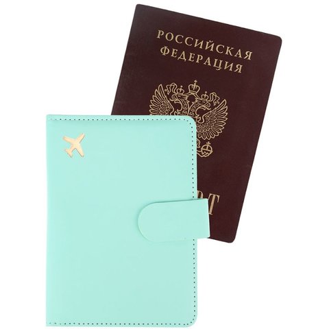 обложка для паспорта Полет зеленый пвх оп-9620