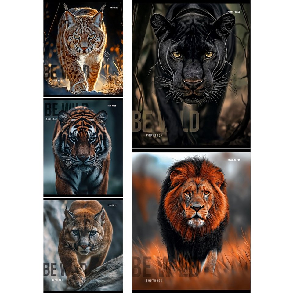 тетрадь 48л Дикие кошачьи клетка 4335