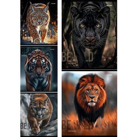 тетрадь 48л Дикие кошачьи клетка 4335