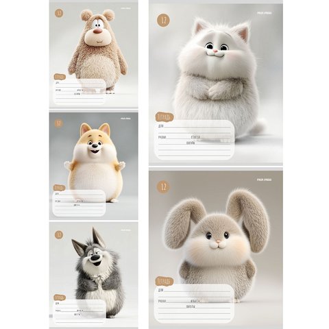 тетрадь 12л Милые пушистики клетка 0805