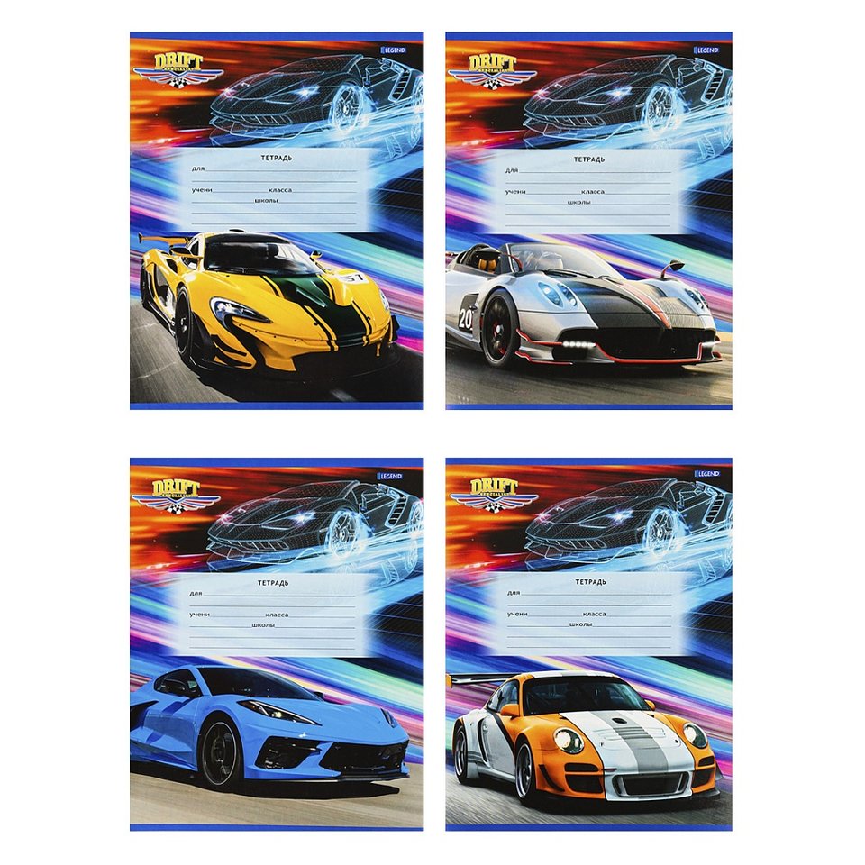 тетрадь 12л Стремительные автомобили клетка 4330
