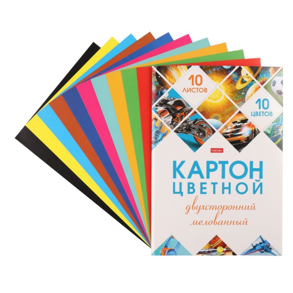 набор цветного картона 10ц 10л мелованный 2ст папка Мозаика 25049 095586