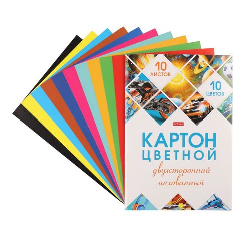 набор цветного картона 10ц 10л мелованный 2ст папка Мозаика 25049 095586