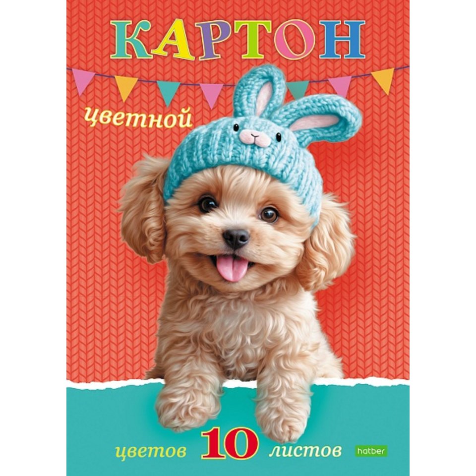 цветной картон набор 10 листов 10 цветов немелованный односторонний папка 36140 095721 Хатбер