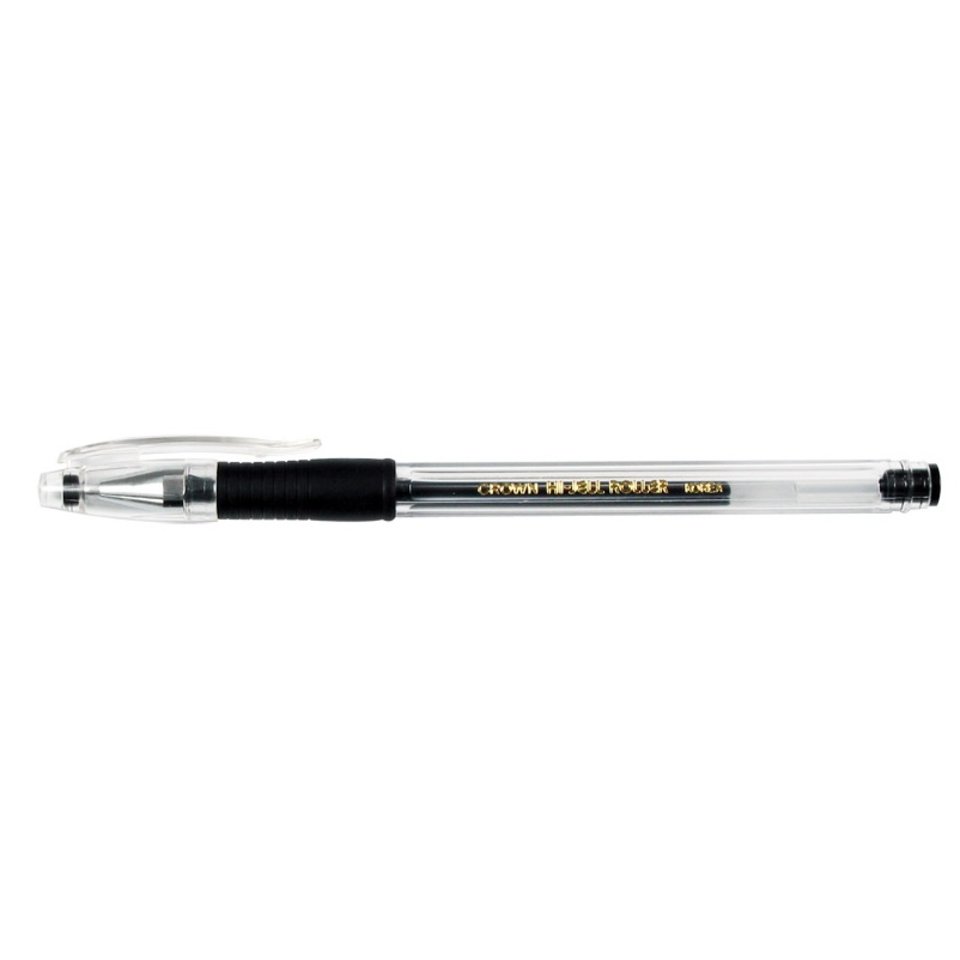 ручка гелевая CROWN 0.5мм HJR-500R черная резиновая вставка, для ЕГЭ