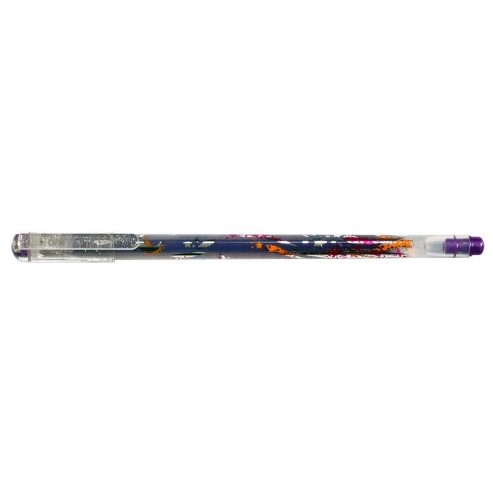 ручка гелевая CROWN 1мм с блестками (Люрекс) MTJ500GLD фиолетовая