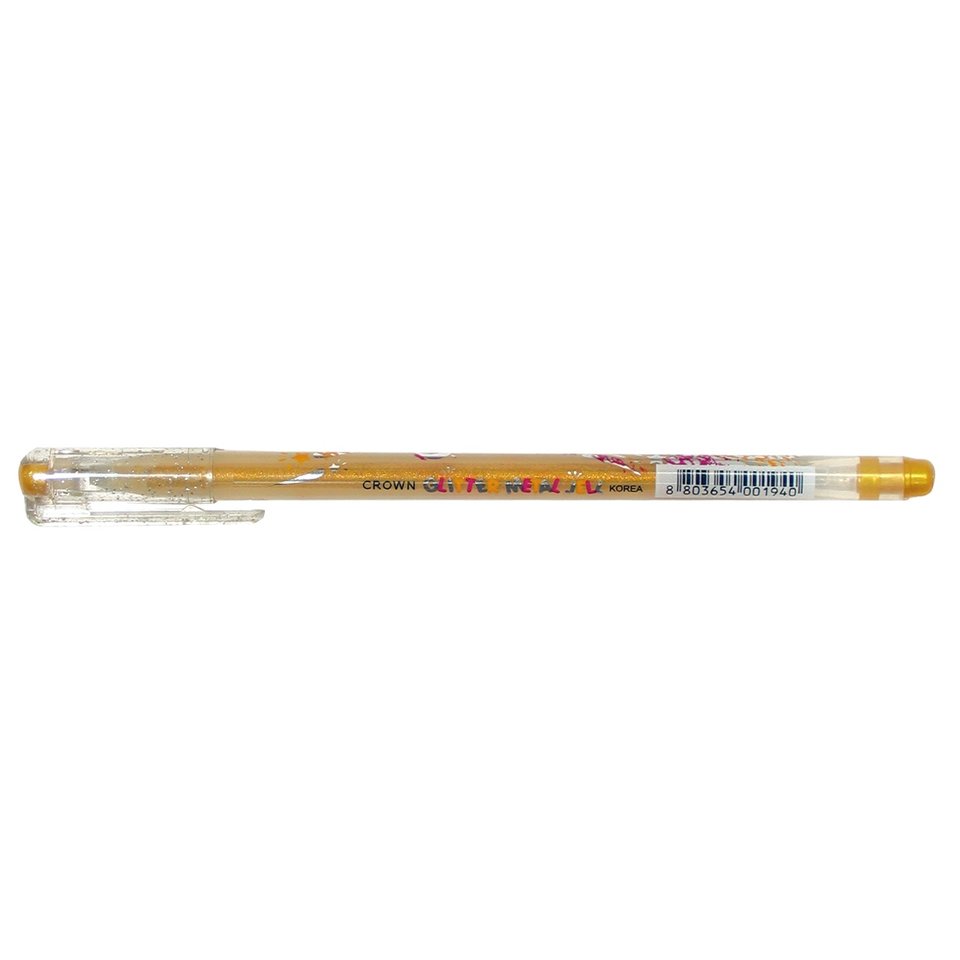ручка гелевая CROWN 1мм с блестками (Люрекс) MTJ500GLD золото