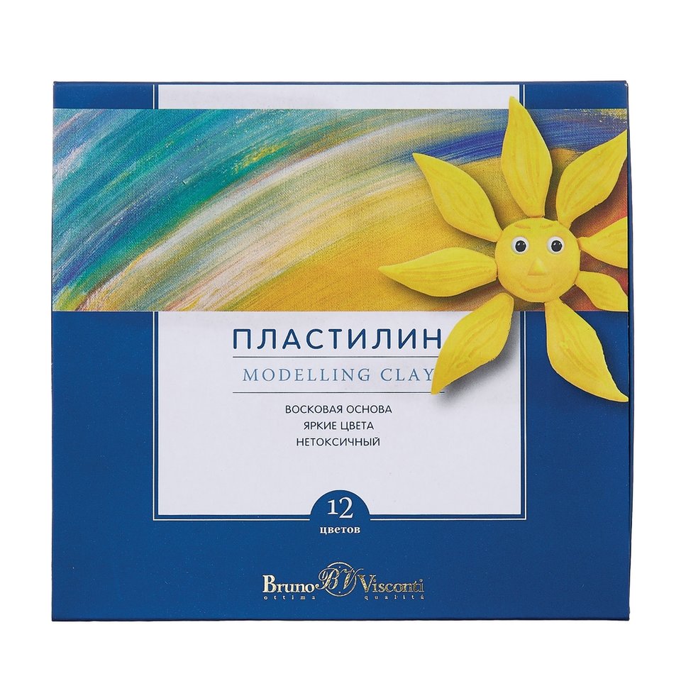 пластилин 12 цветов 250гр. Восковый Bruno Visconti MultiColor пенал