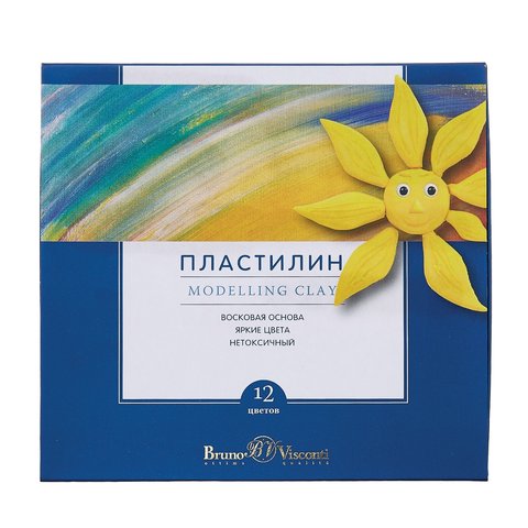 пластилин 12 цветов 250гр. Восковый Bruno Visconti MultiColor пенал