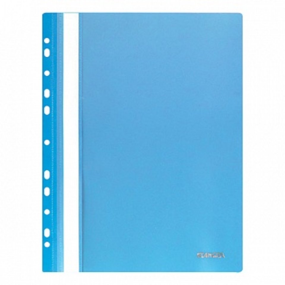 папка-скоросшиватель А4 пластиковый европланка с перфорацией 11-0628-2 голубой