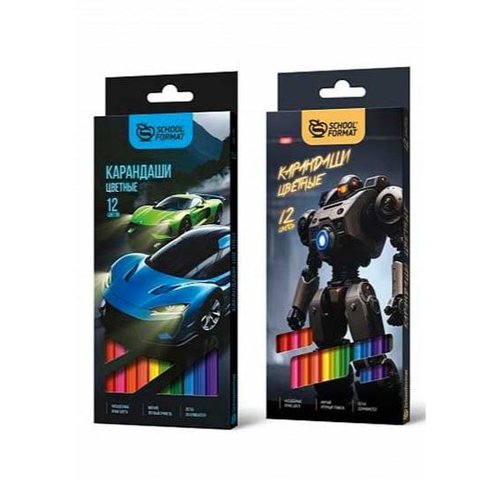 цветные карандаши 12цв Роботы/авто/динозавр кц12-мдм/mmk