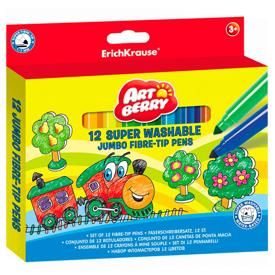 фломастеры набор 12 цветов Erich Krause ARTBERRY супер Толстые 33042