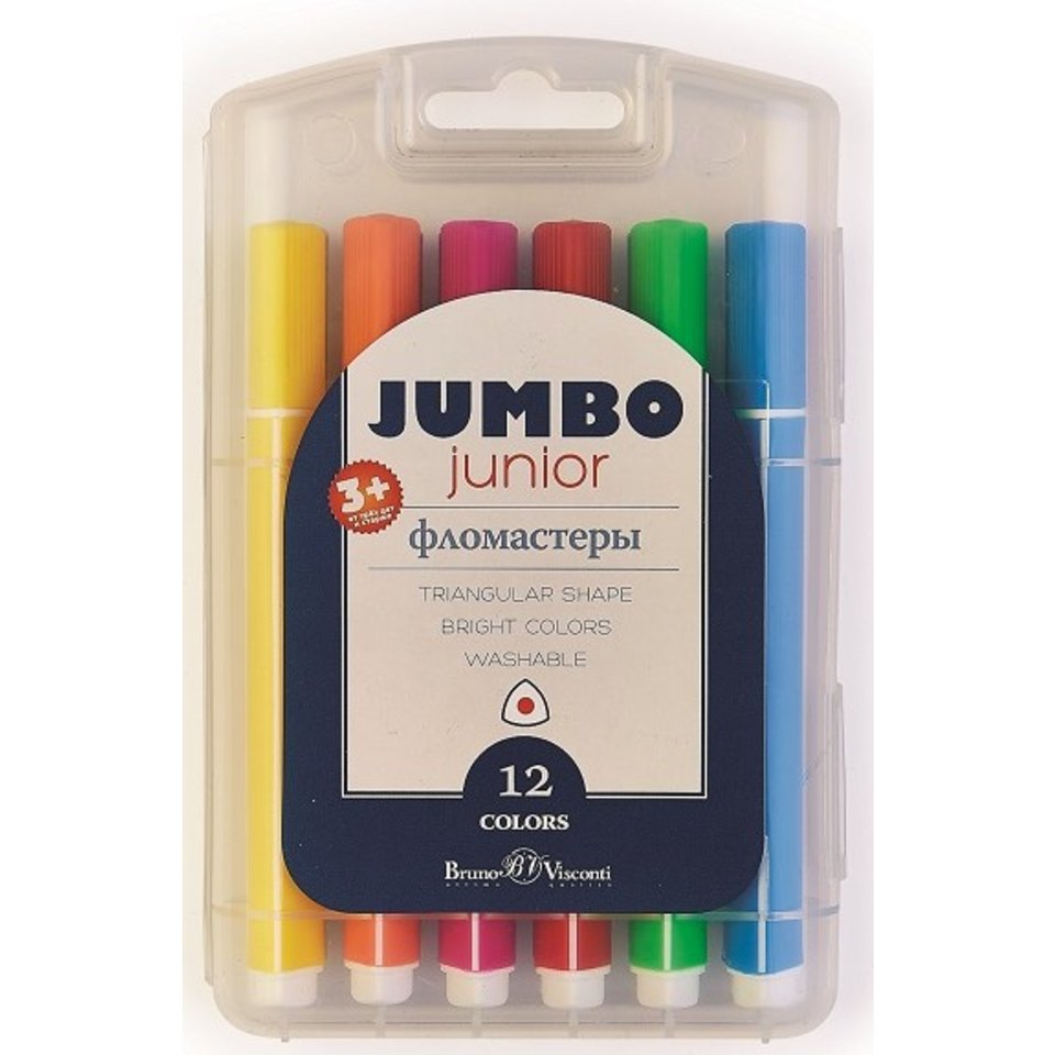 фломастеры набор 12 цветов Bruno Visconti JIMBO JUNIOR пластиковая упаковка