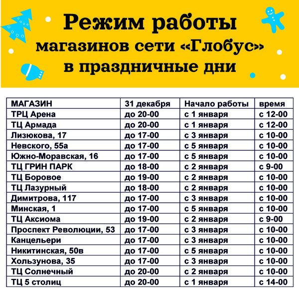 Расписание работы